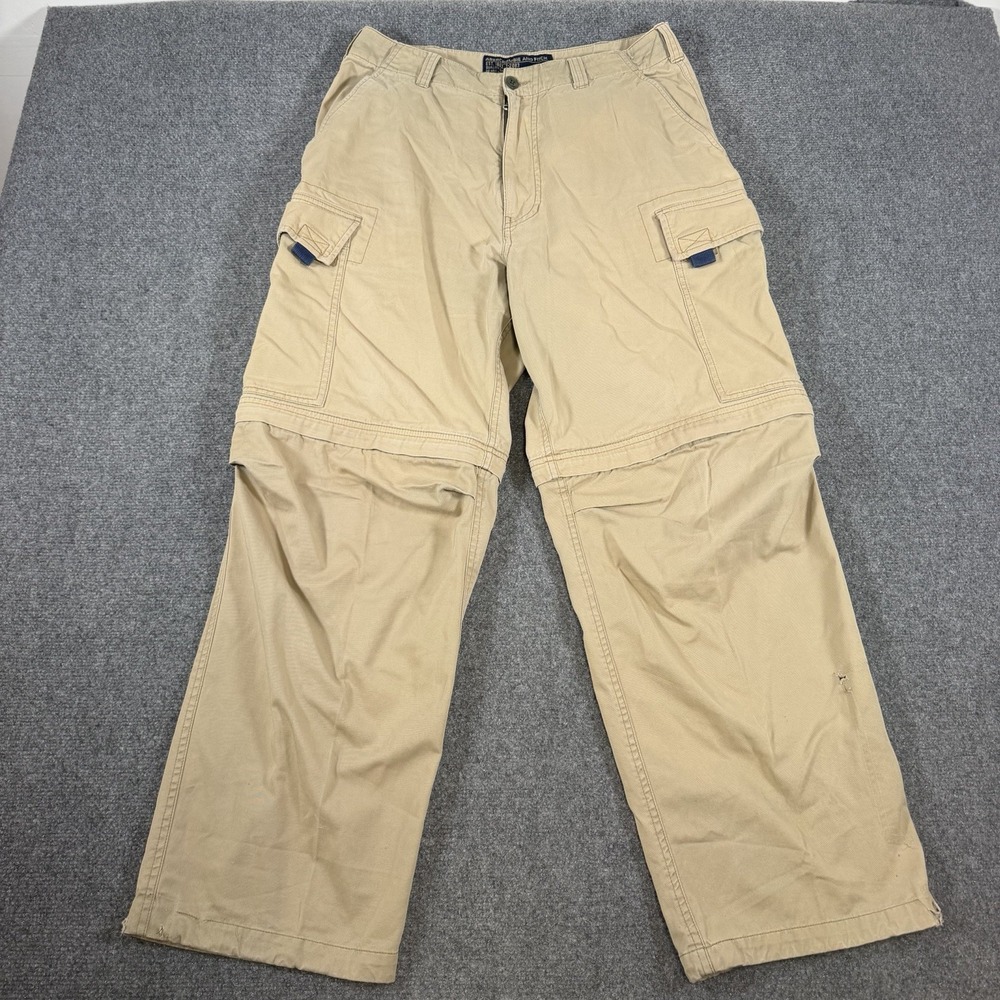 Abercrombie & Fitch Cargo Pants Mens Small Tan Convertible Shorts Baggy Vtg Y2K